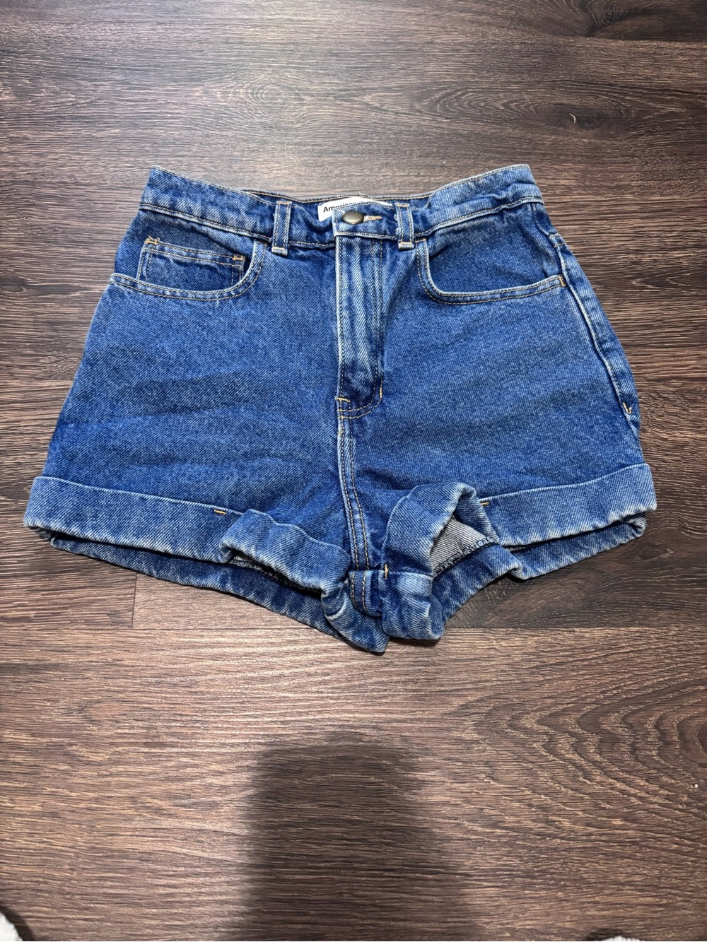 American Apparel Denim High Waisted Cuffed Shorts
